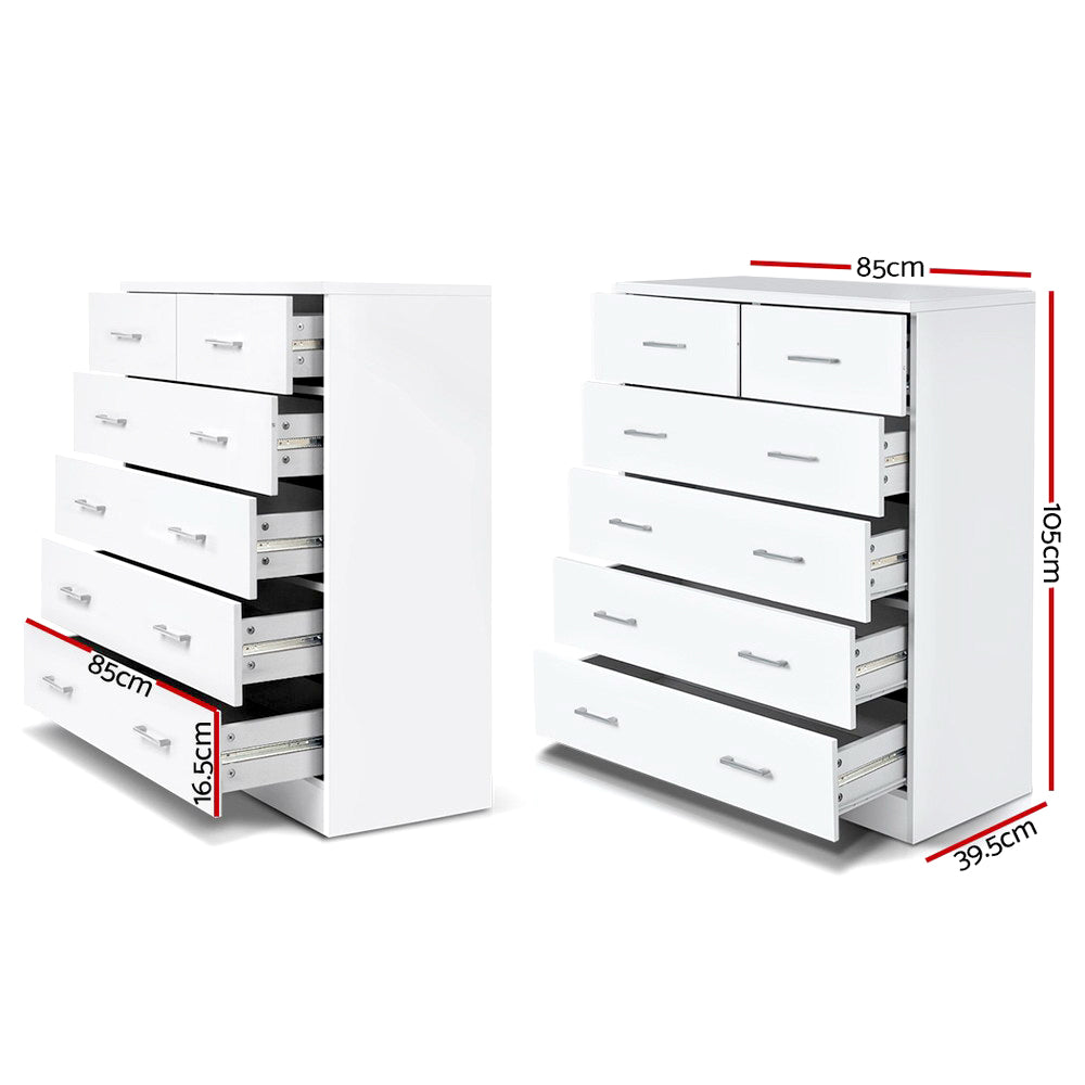 ANDES 6 Drawer Tallboy - White