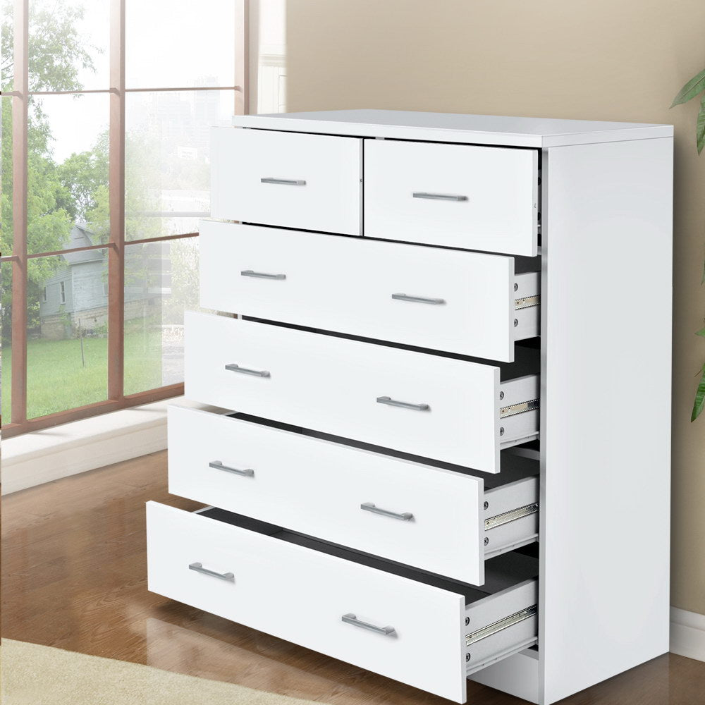 ANDES 6 Drawer Tallboy - White