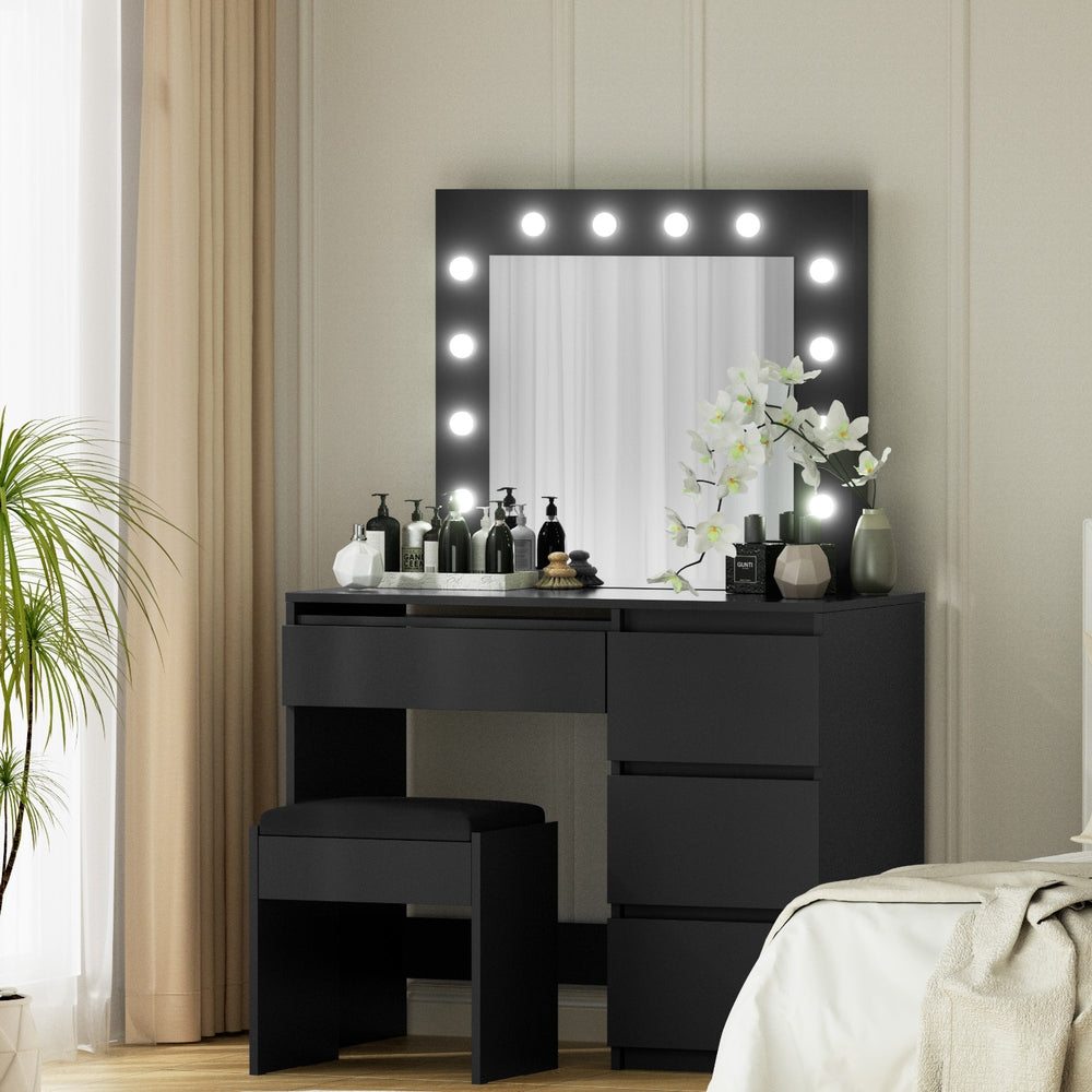 Artiss LED Dressing Table Set - Black