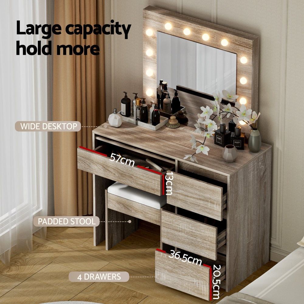 Artiss LED Dressing Table Set - Wood