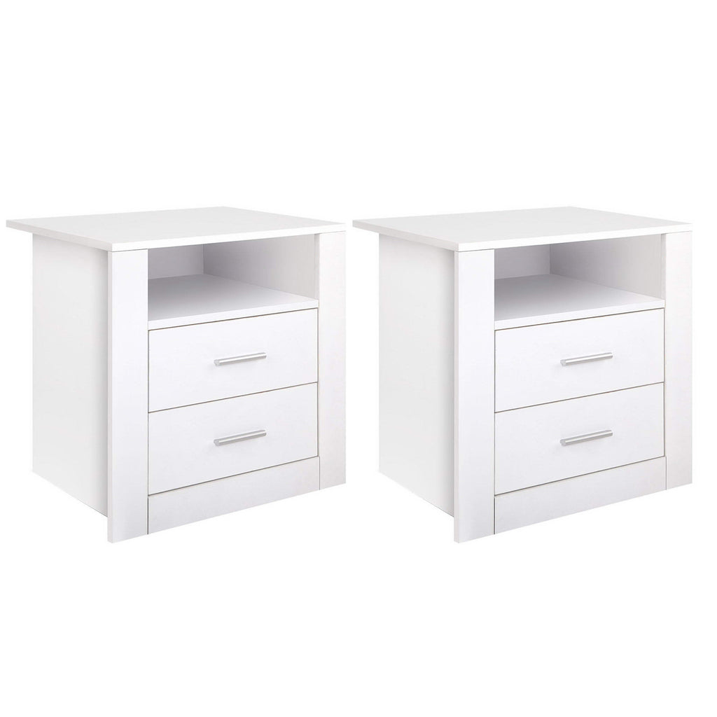 TARA Bedside Table x 2 - White
