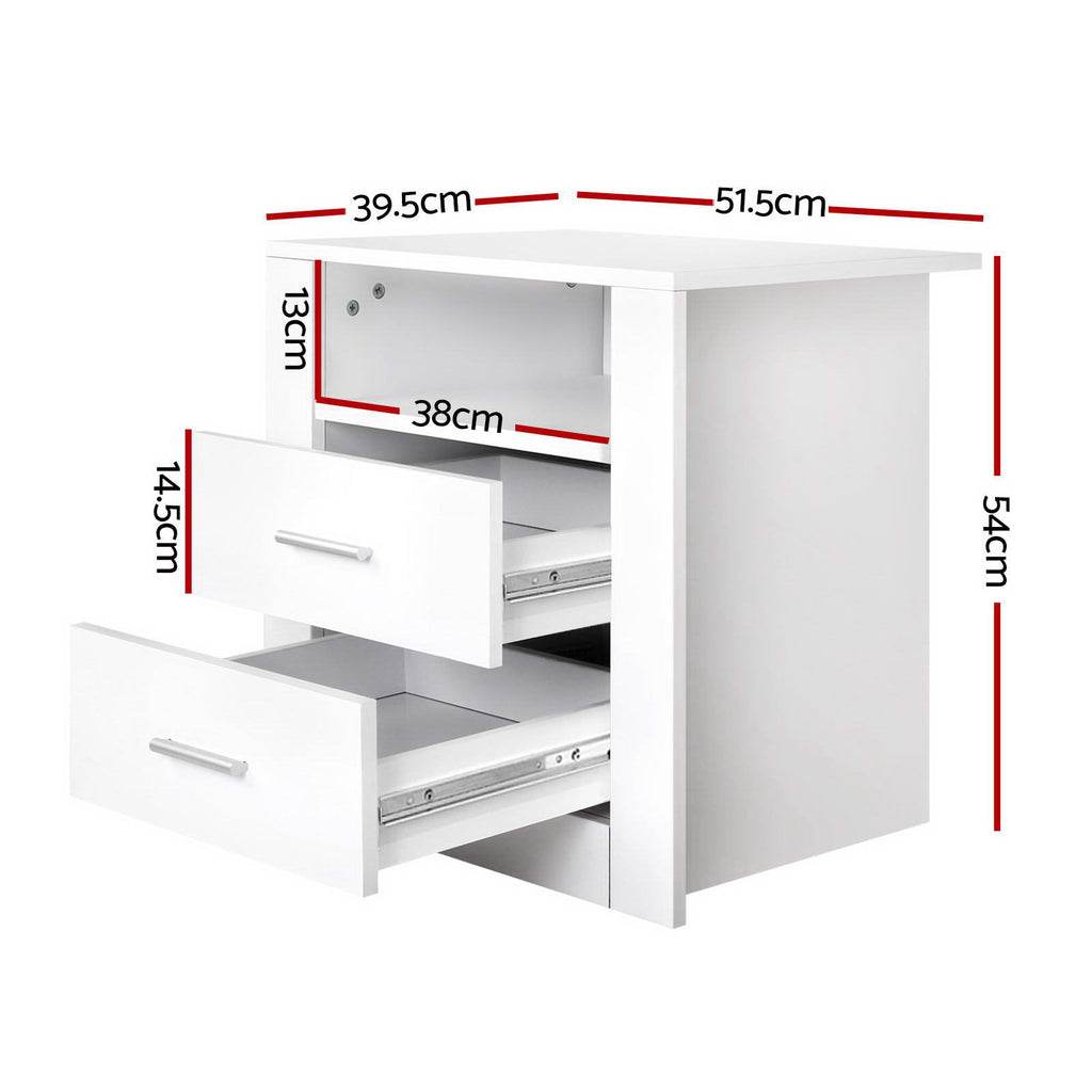 TARA Bedside Table x 2 - White