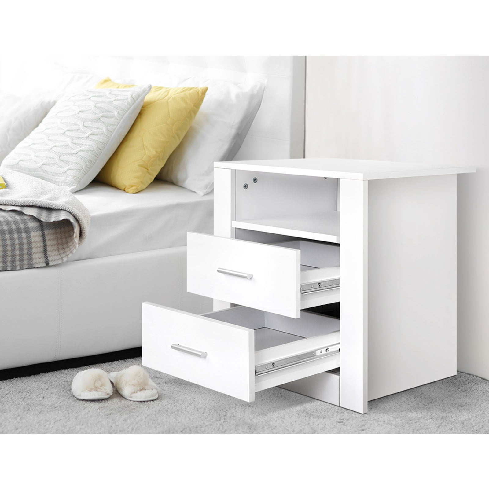 TARA Bedside Table x 2 - White