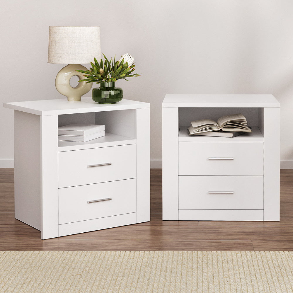 TARA Bedside Table x 2 - White