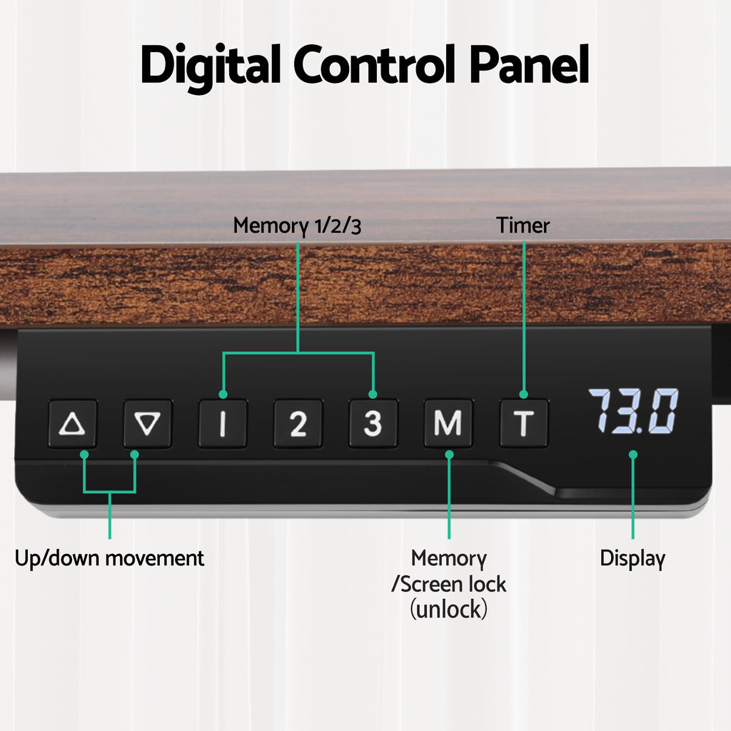 Artiss Electric L Shaped Standing Desk, 120cm L - Rustic Brown
