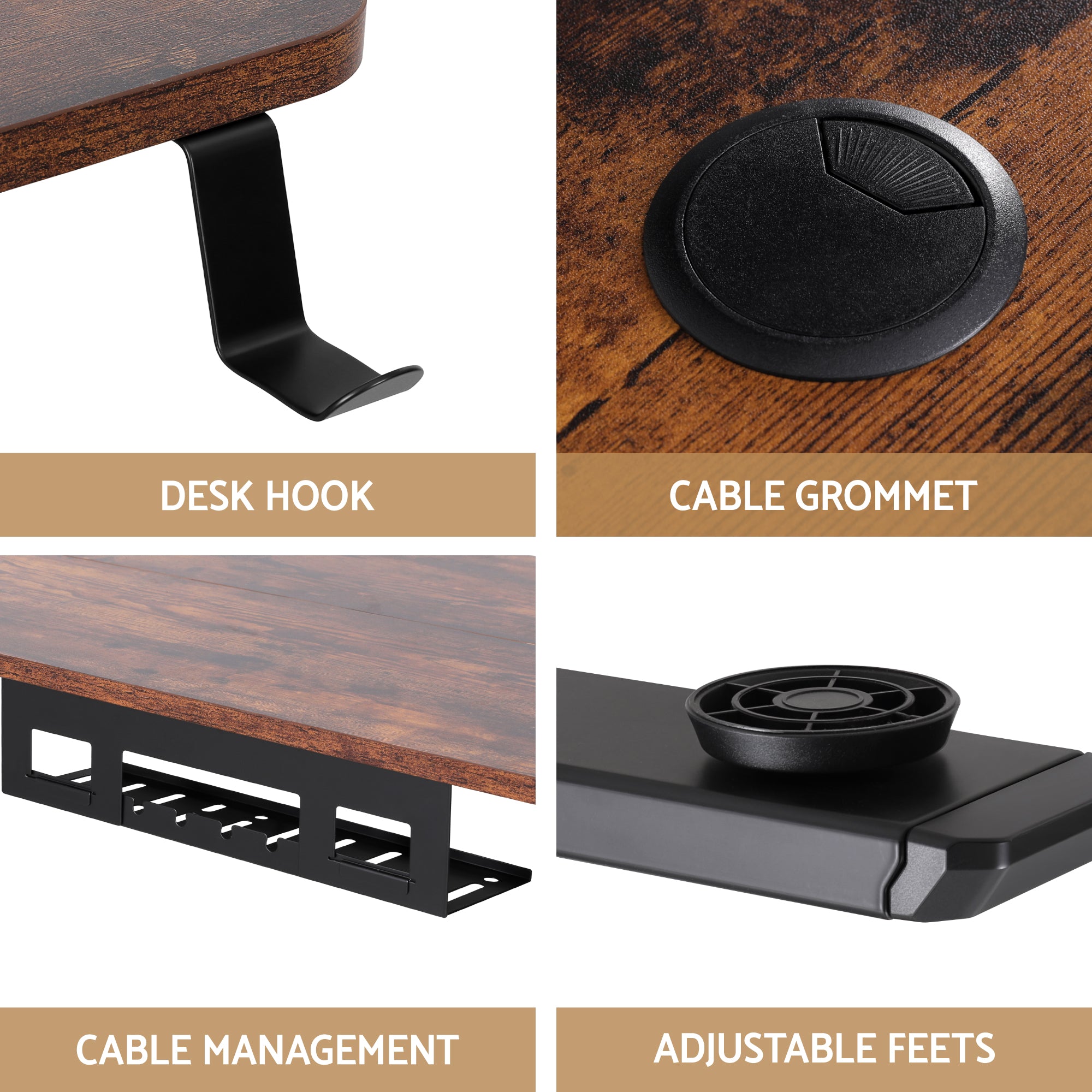 Artiss Electric L Shaped Standing Desk, 120cm L - Rustic Brown