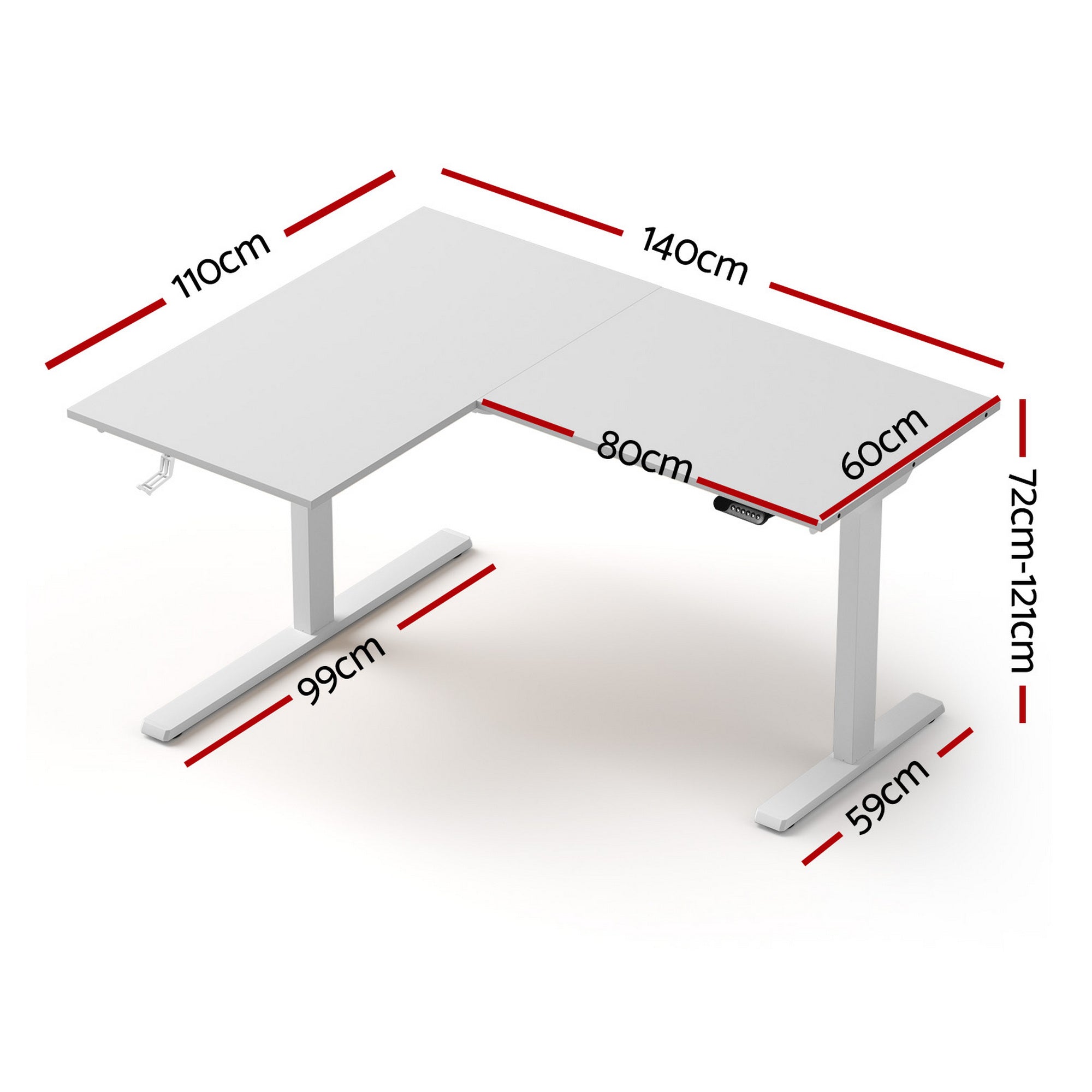 Artiss L-Shape Standing Desk Sit Stand Up Height Adjustable Electric Motorised White
