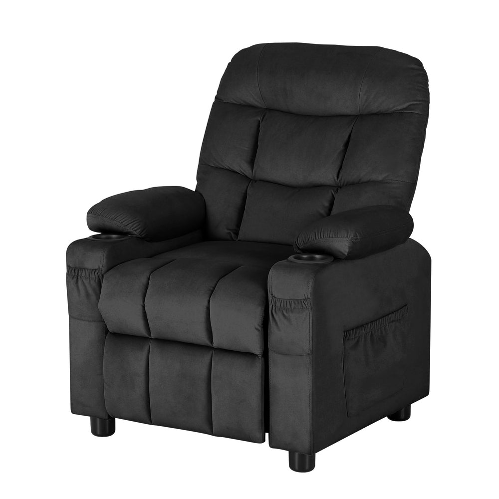 Keezi Kids Velvet Recliner - Black