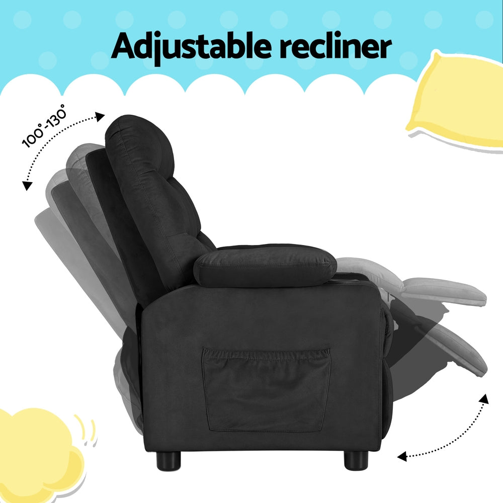 Keezi Kids Velvet Recliner - Black