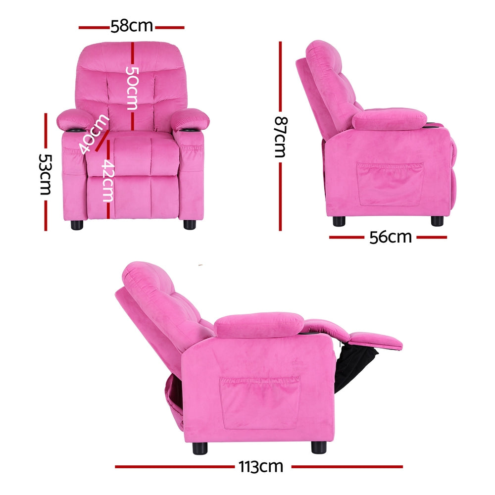 Keezi Kids Velvet Recliner - Pink