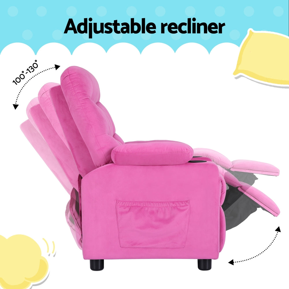 Keezi Kids Velvet Recliner - Pink