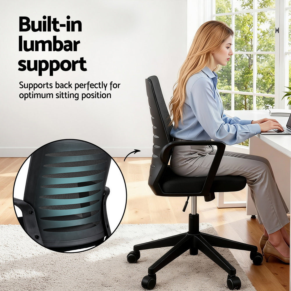 Artiss Ergonomic Office Chair with Lumbar Support - Black