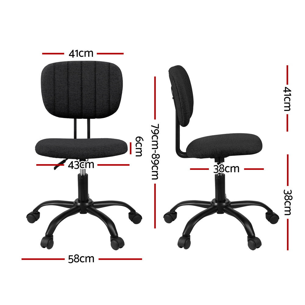 Artiss Armless Office Chair with Wheels - Black