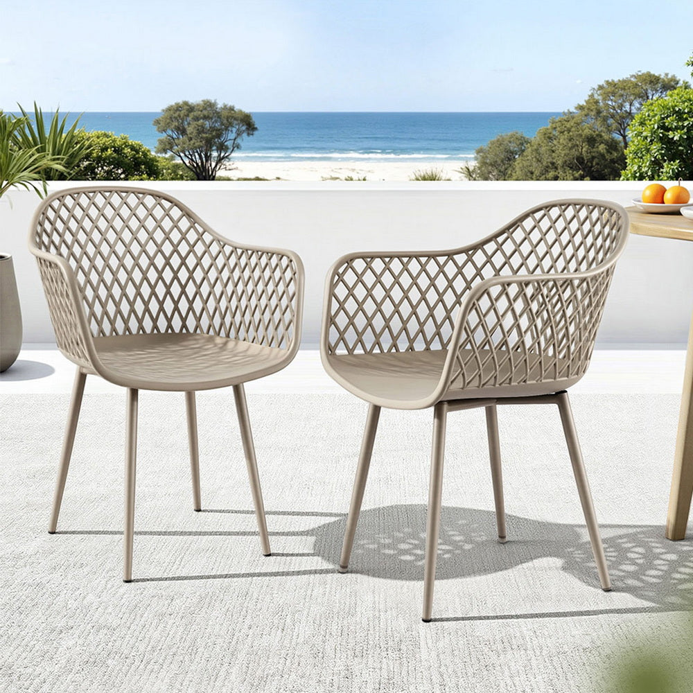 Gardeon 4 x Outdoor Dining Chairs - Coffee