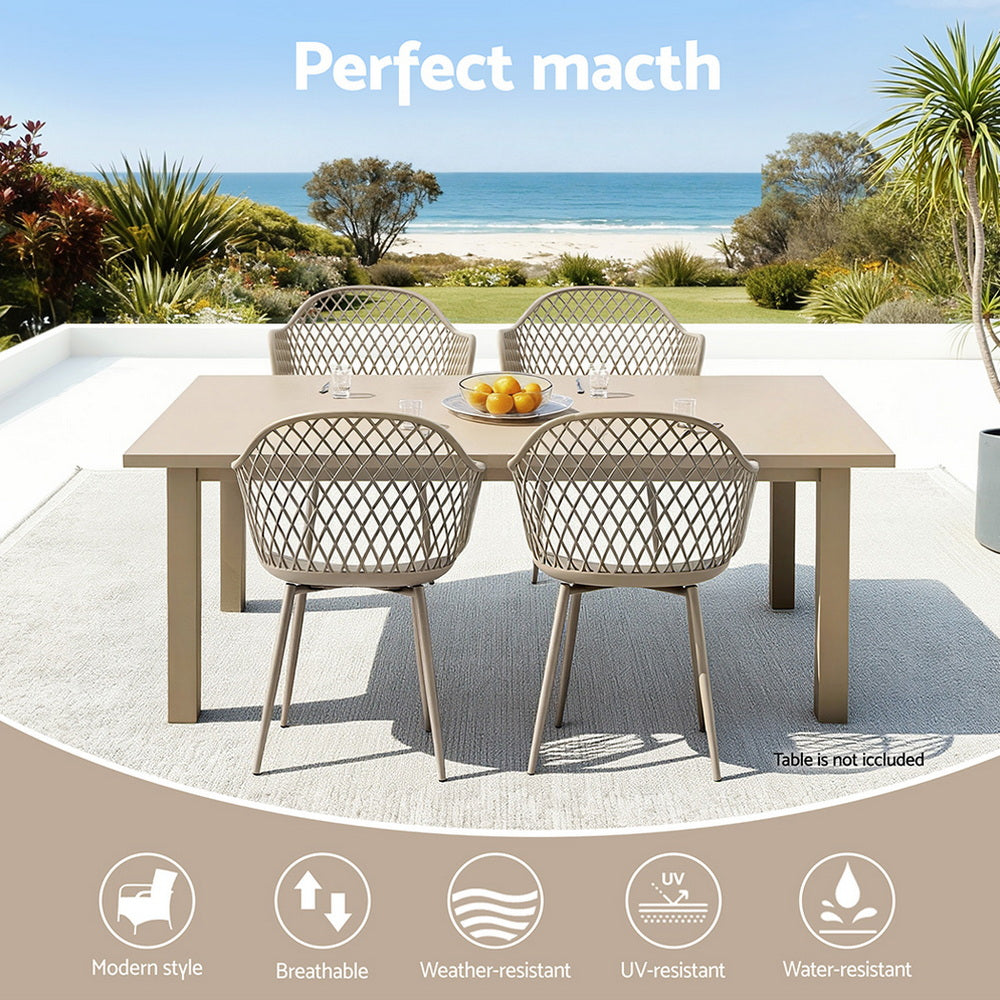 Gardeon 4 x Outdoor Dining Chairs - Coffee
