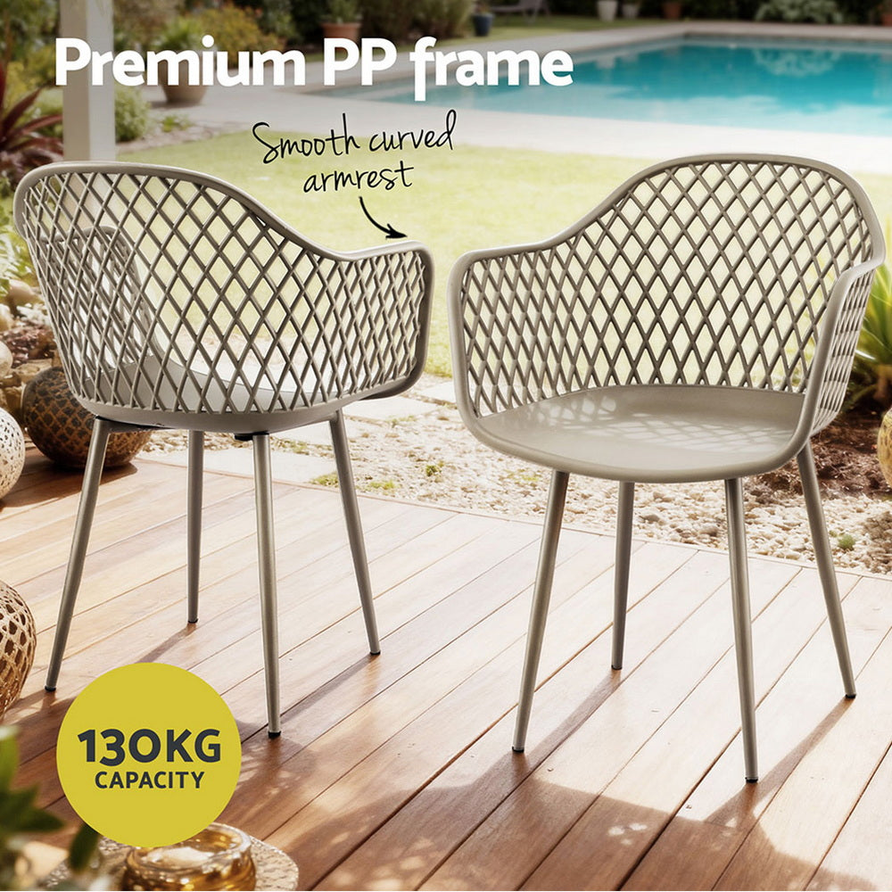 Gardeon 4 x Outdoor Dining Chairs - Coffee