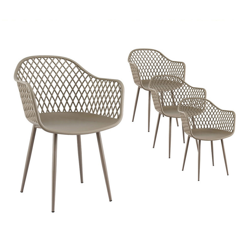Gardeon 4 x Outdoor Dining Chairs - Coffee