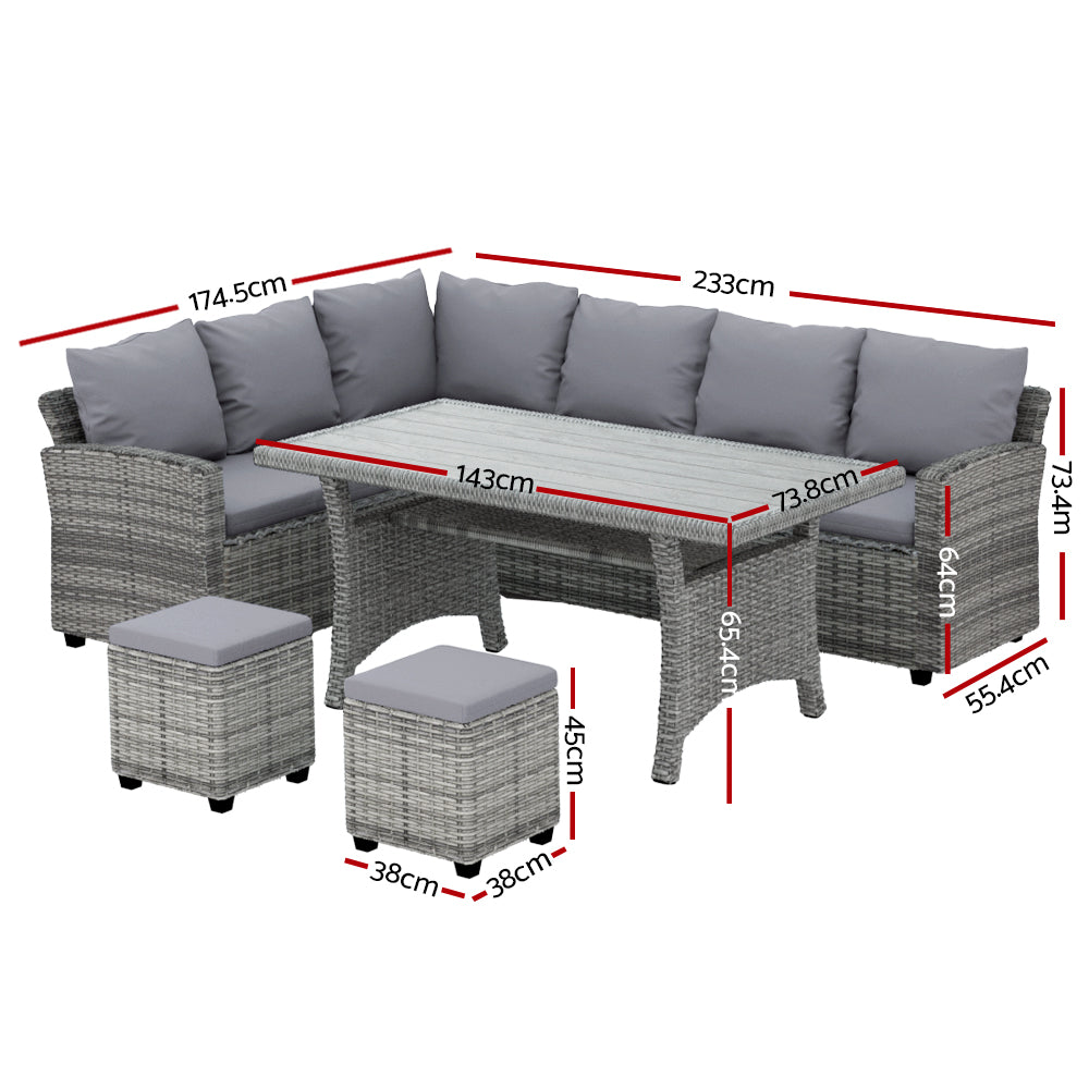 Gardeon Outdoor Wicker Dining Set - 8 Seater