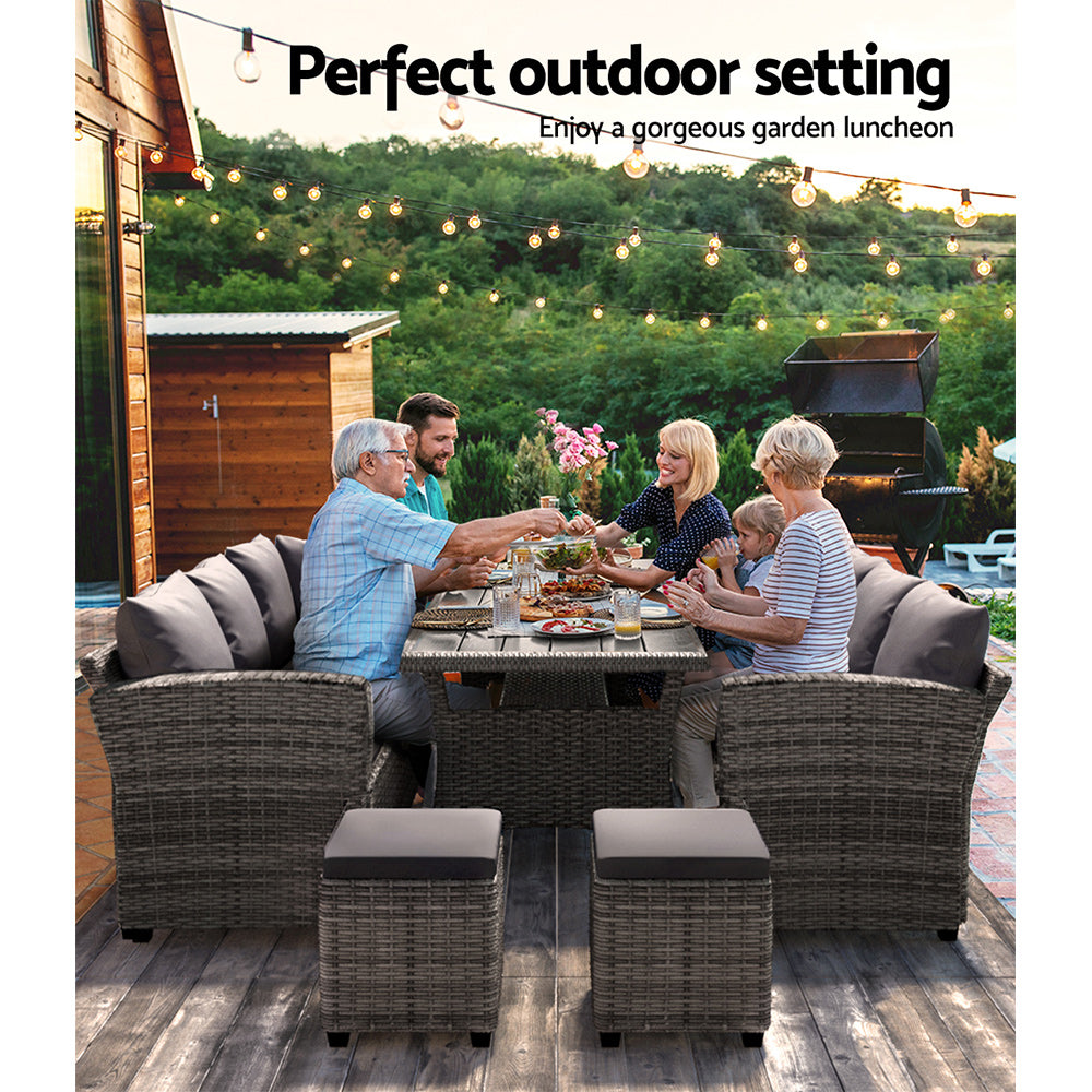 Gardeon Outdoor Wicker Dining Set - 8 Seater