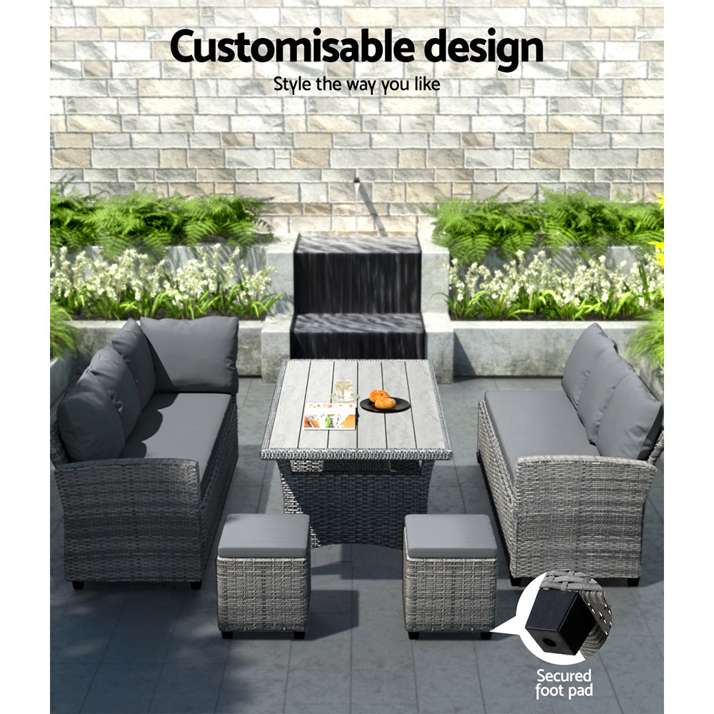 Gardeon Outdoor Wicker Dining Set - 8 Seater
