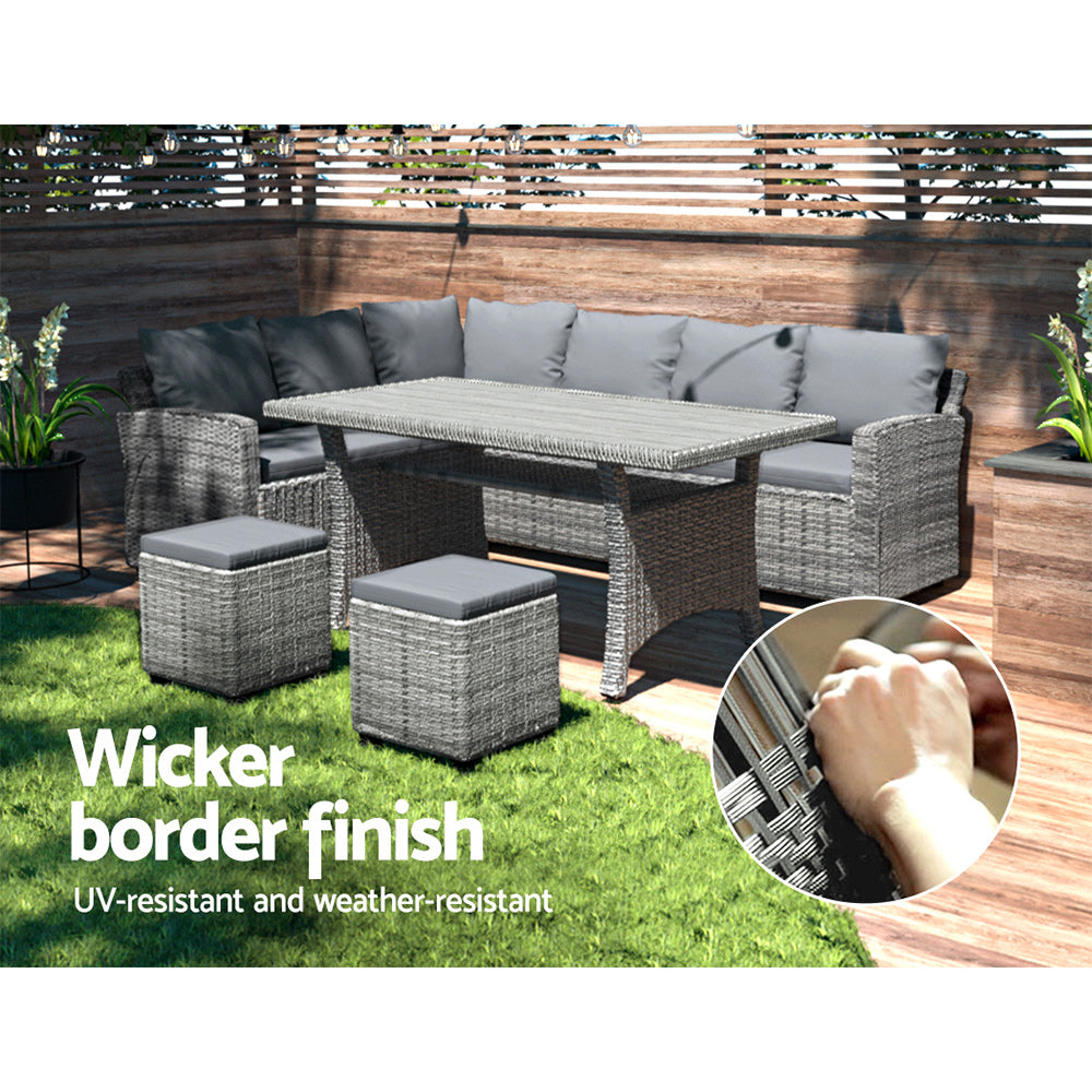 Gardeon Outdoor Wicker Dining Set - 8 Seater