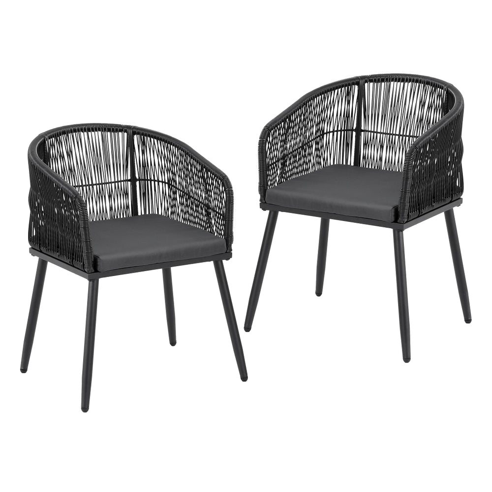 Gardeon 2PC Outdoor Wicker Dining Chairs - Black