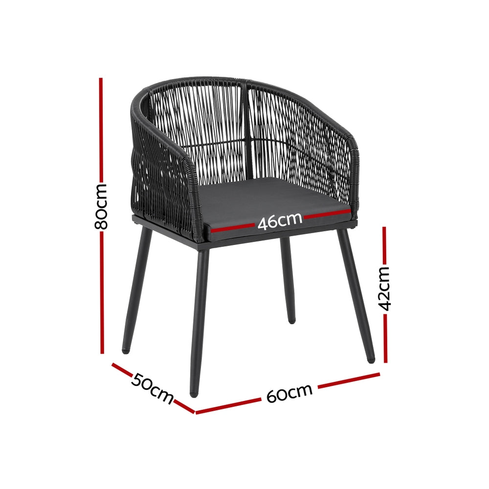 Gardeon 2PC Outdoor Wicker Dining Chairs - Black