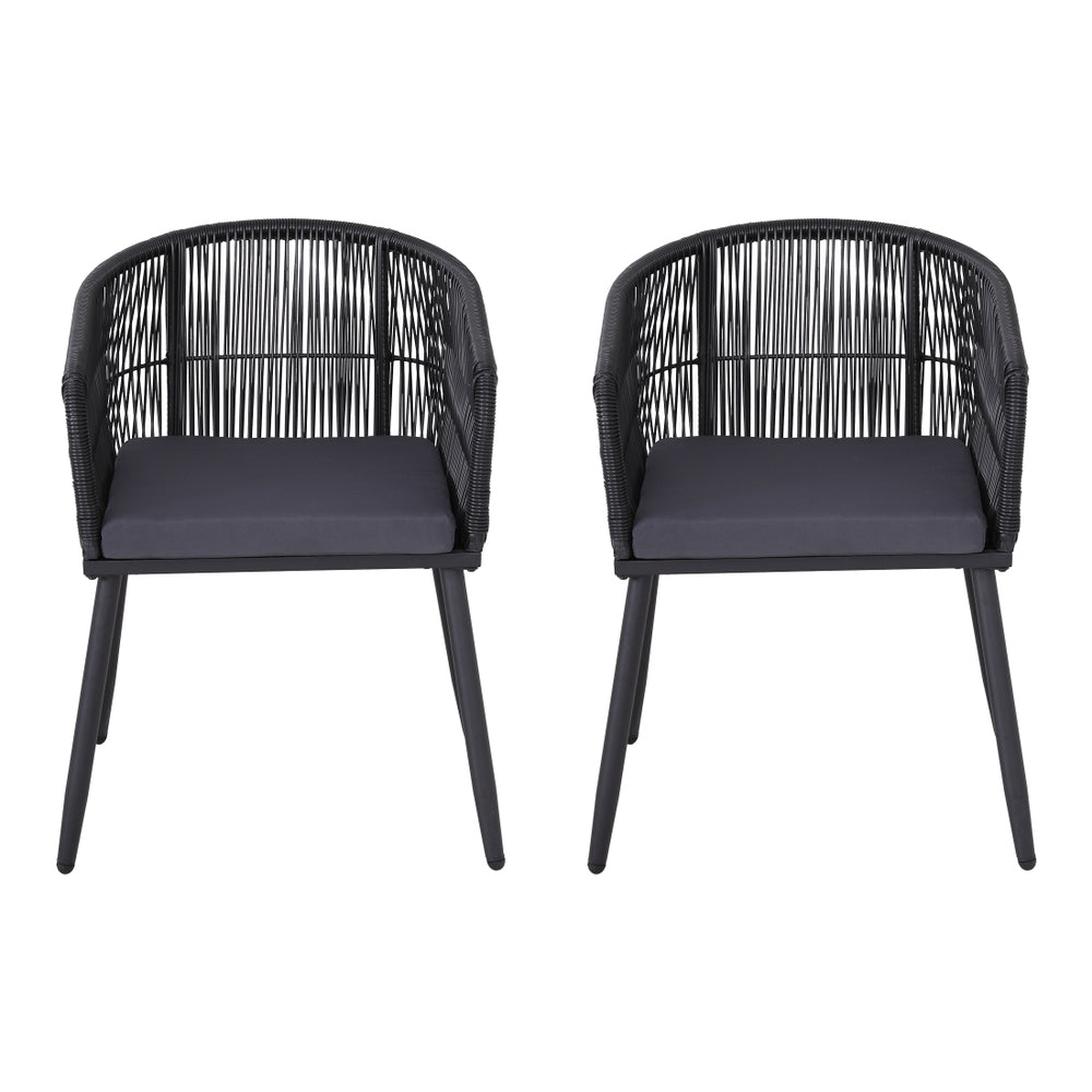Gardeon 2PC Outdoor Wicker Dining Chairs - Black