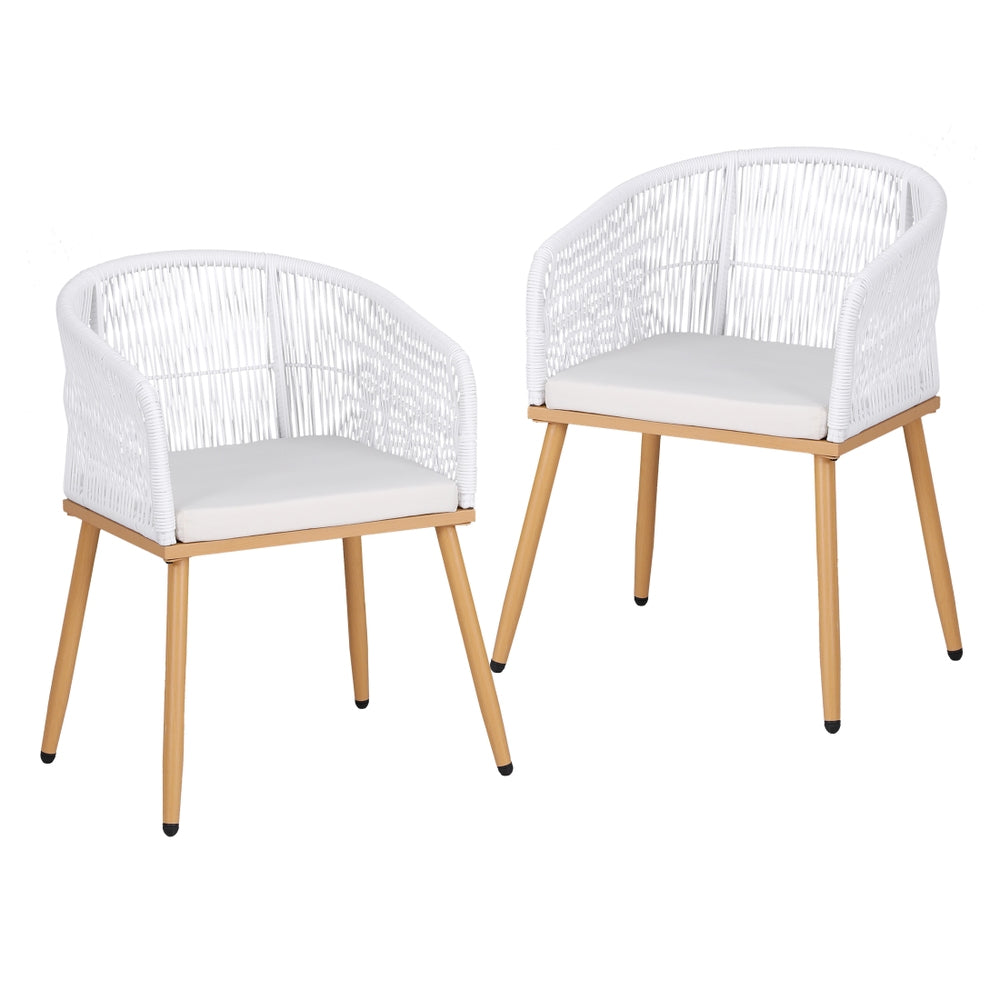 Gardeon 2PC Outdoor Wicker Dining Chairs - White