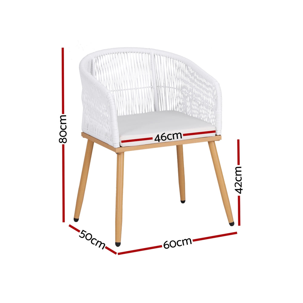 Gardeon 2PC Outdoor Wicker Dining Chairs - White