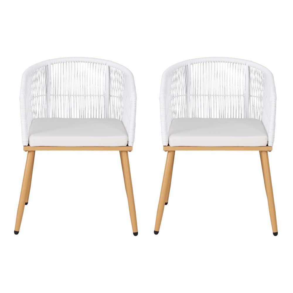 Gardeon 2PC Outdoor Wicker Dining Chairs - White