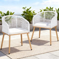 Gardeon 2PC Outdoor Wicker Dining Chairs - White