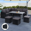 Gardeon Outdoor 9 Seater Sofa Set - Black & Grey