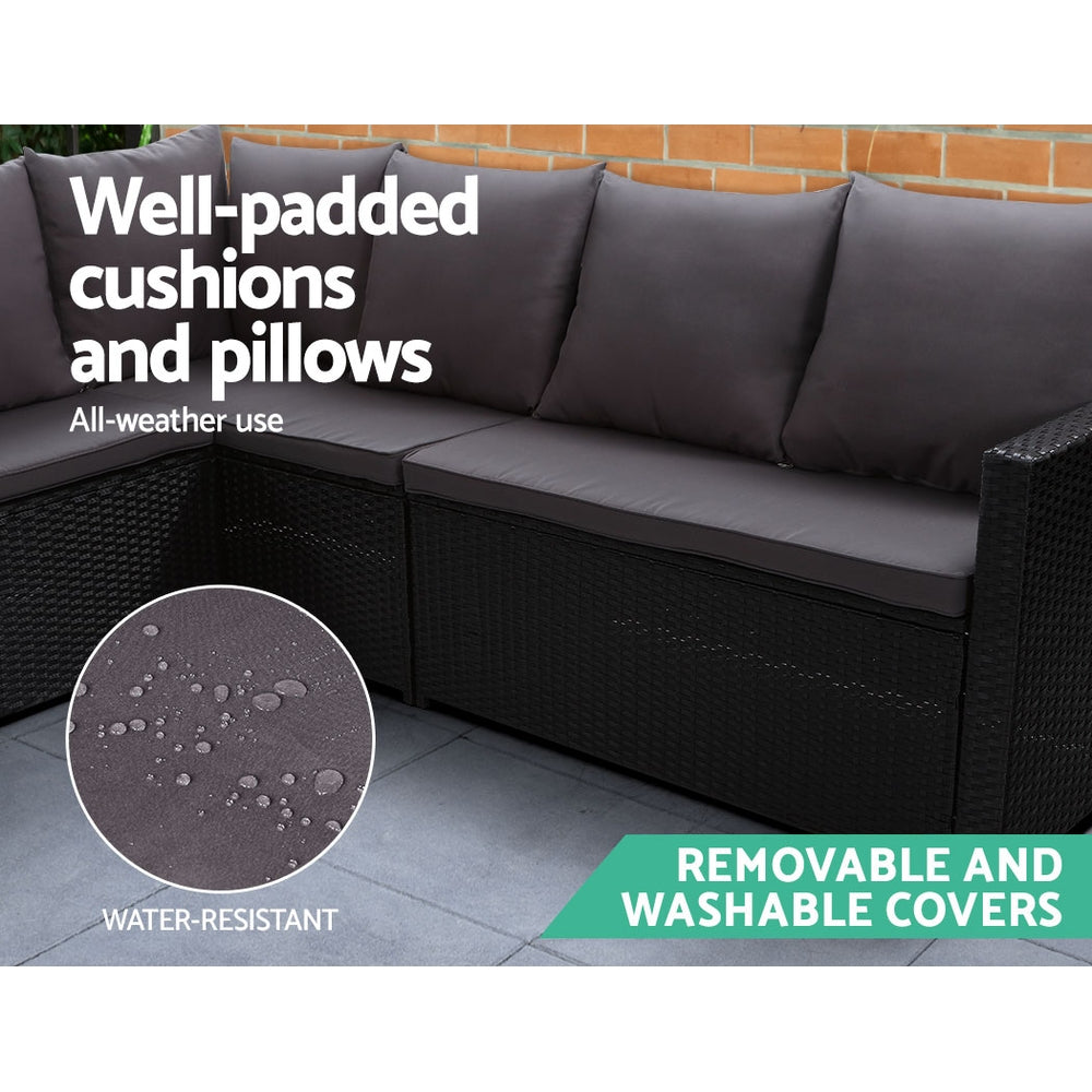 Gardeon Outdoor 9 Seater Sofa Set - Black & Grey
