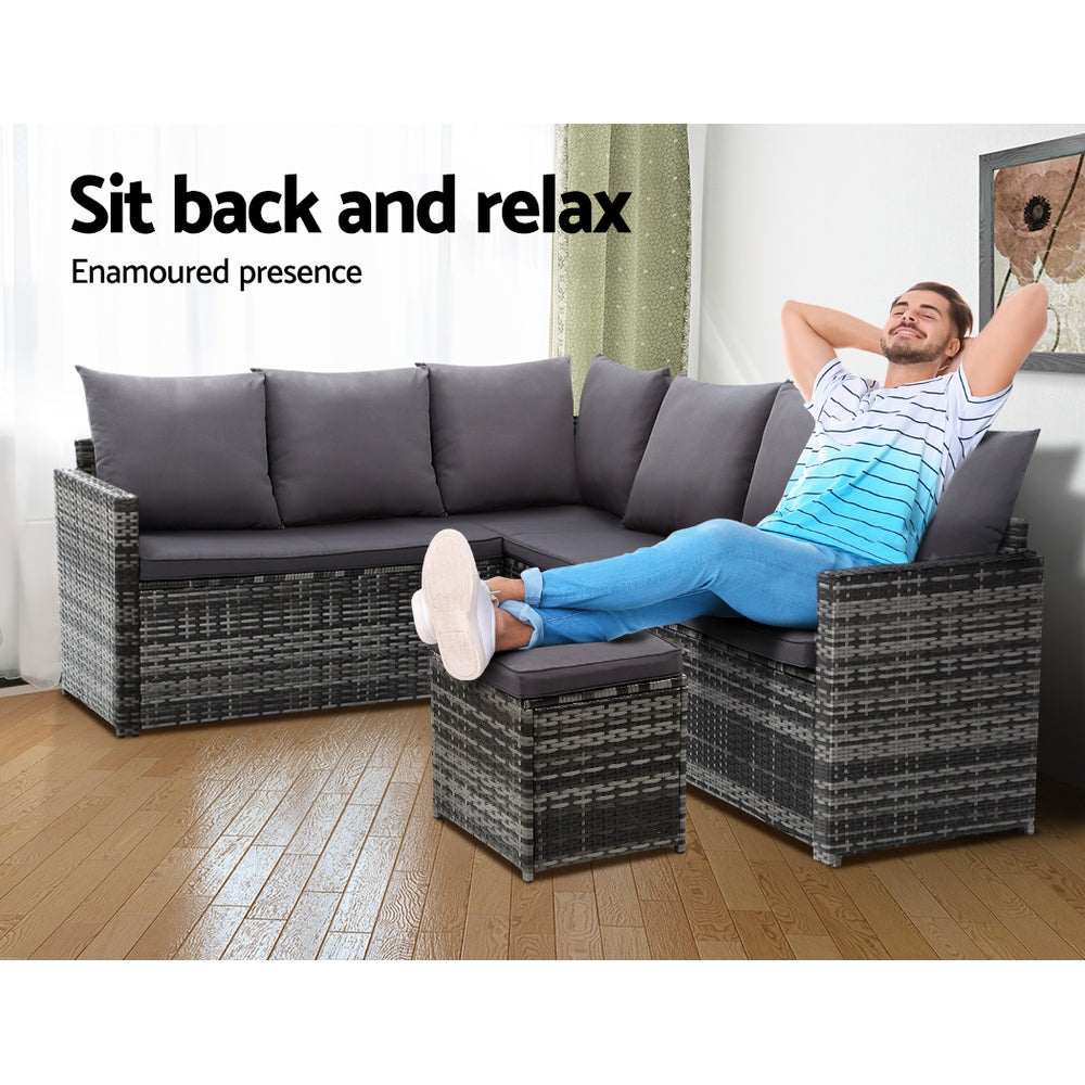 Gardeon Outdoor 9 Seater Sofa Set - Mixed Grey