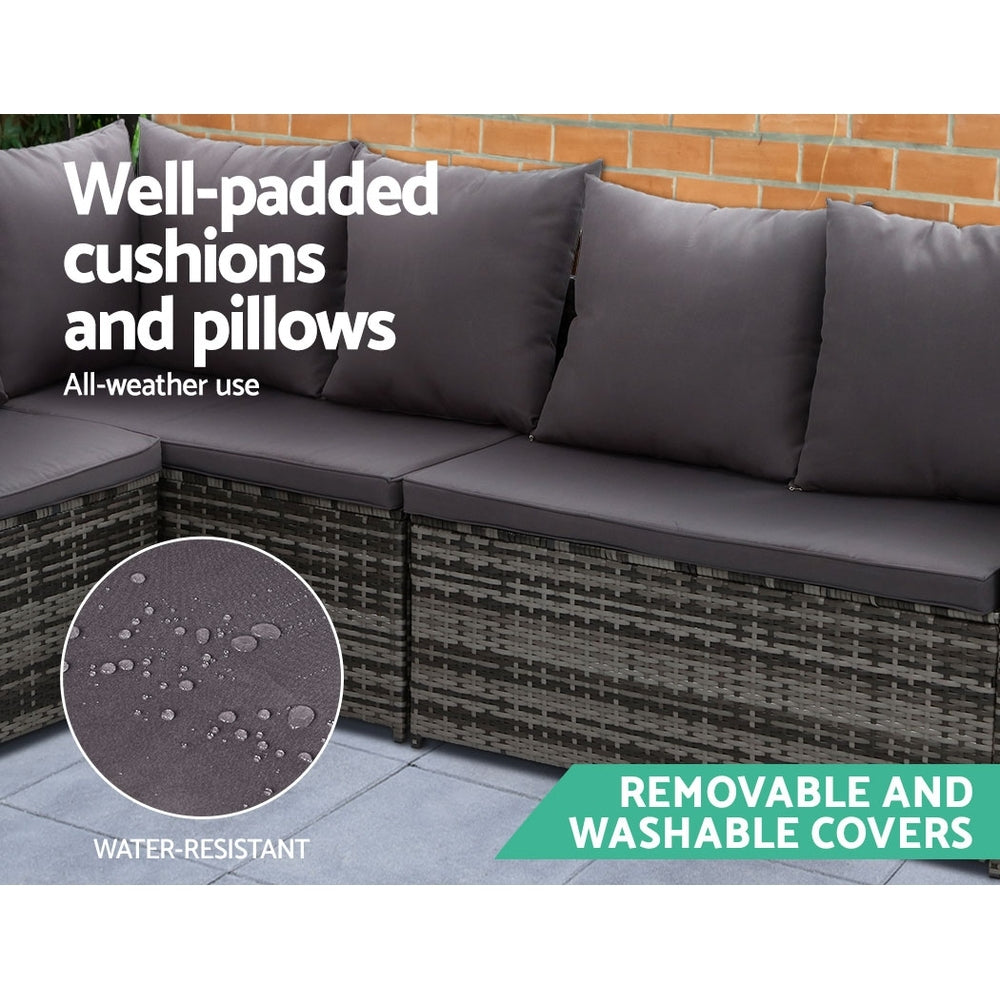 Gardeon Outdoor 9 Seater Sofa Set - Mixed Grey