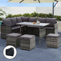 Gardeon Outdoor 9 Seater Sofa Set w/- Cover - Mixed Grey