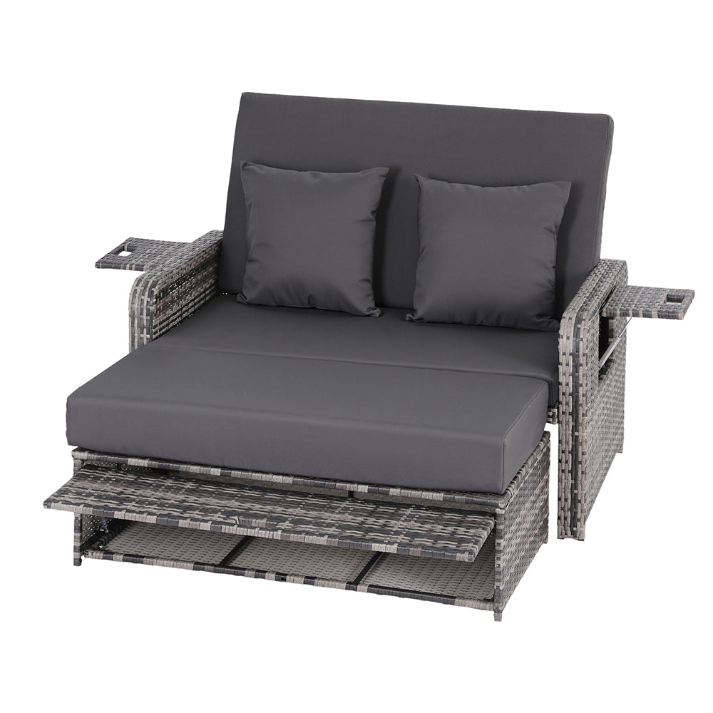 Gardeon Outdoor Wicker Sun Lounge - Grey
