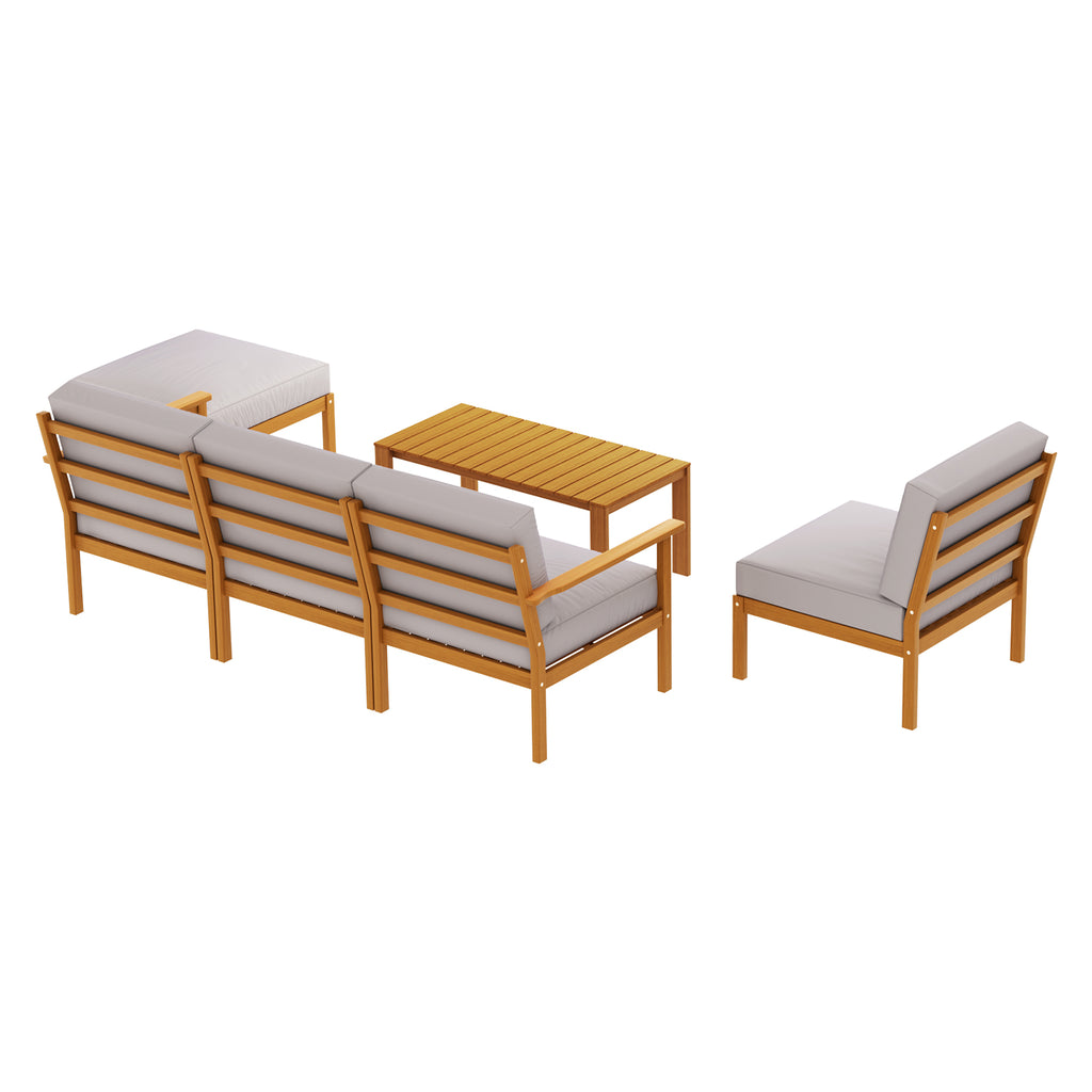 Gardeon 5-Seater Outdoor Sofa Set - Oak