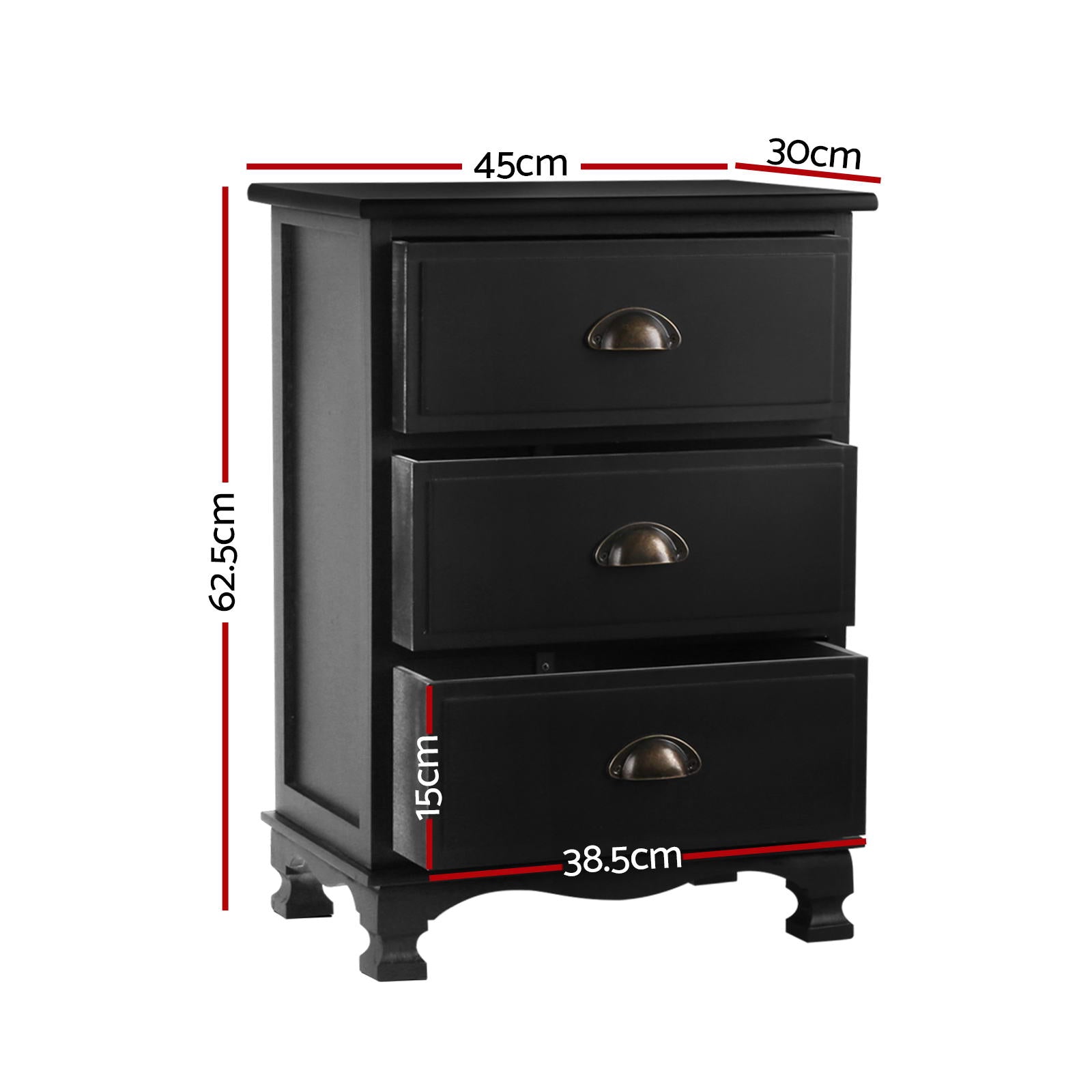 THYME Bedside Table x 2 - Black