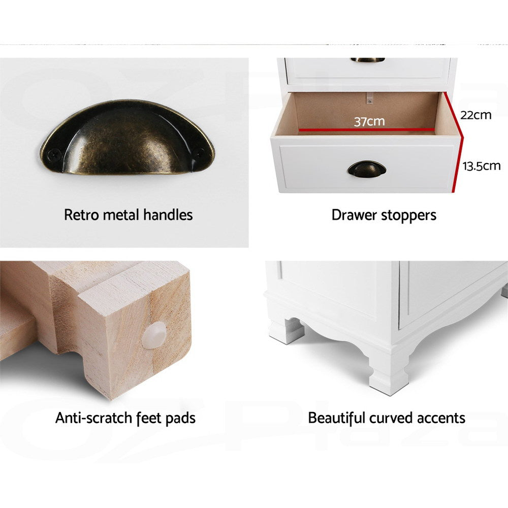 THYME 3 Drawer Bedside Table - White