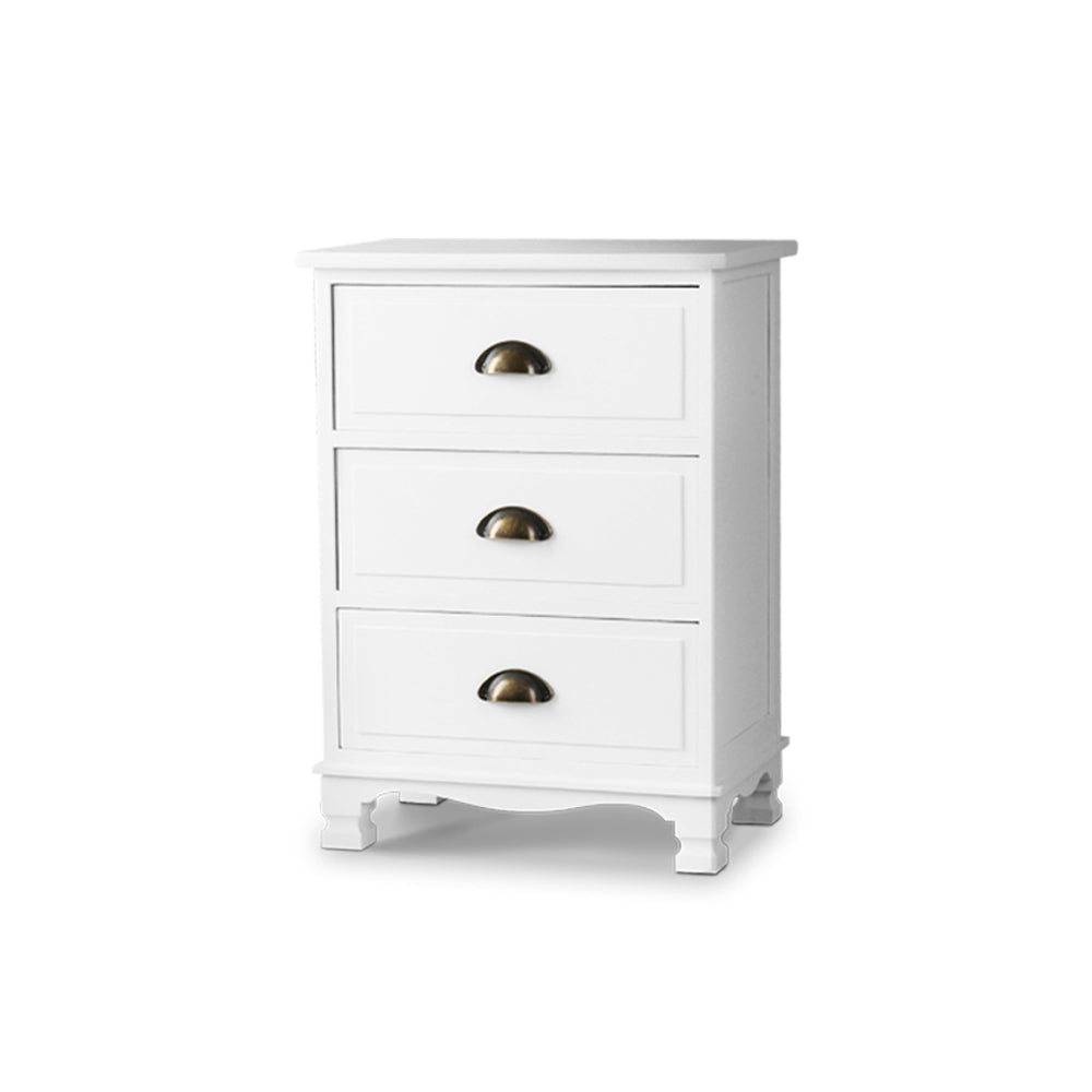 THYME 3 Drawer Bedside Table - White