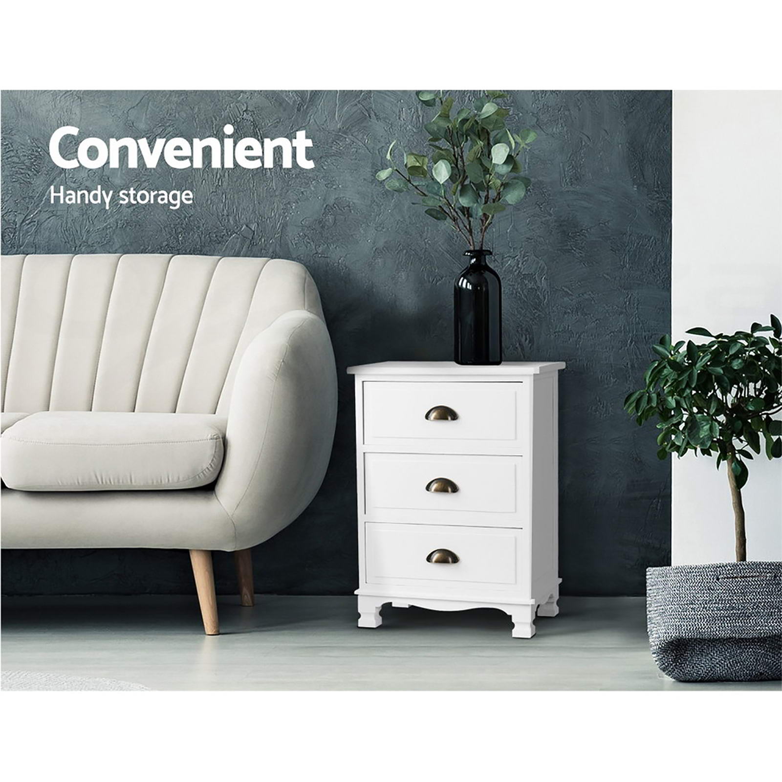 THYME Bedside Table x 2 - White