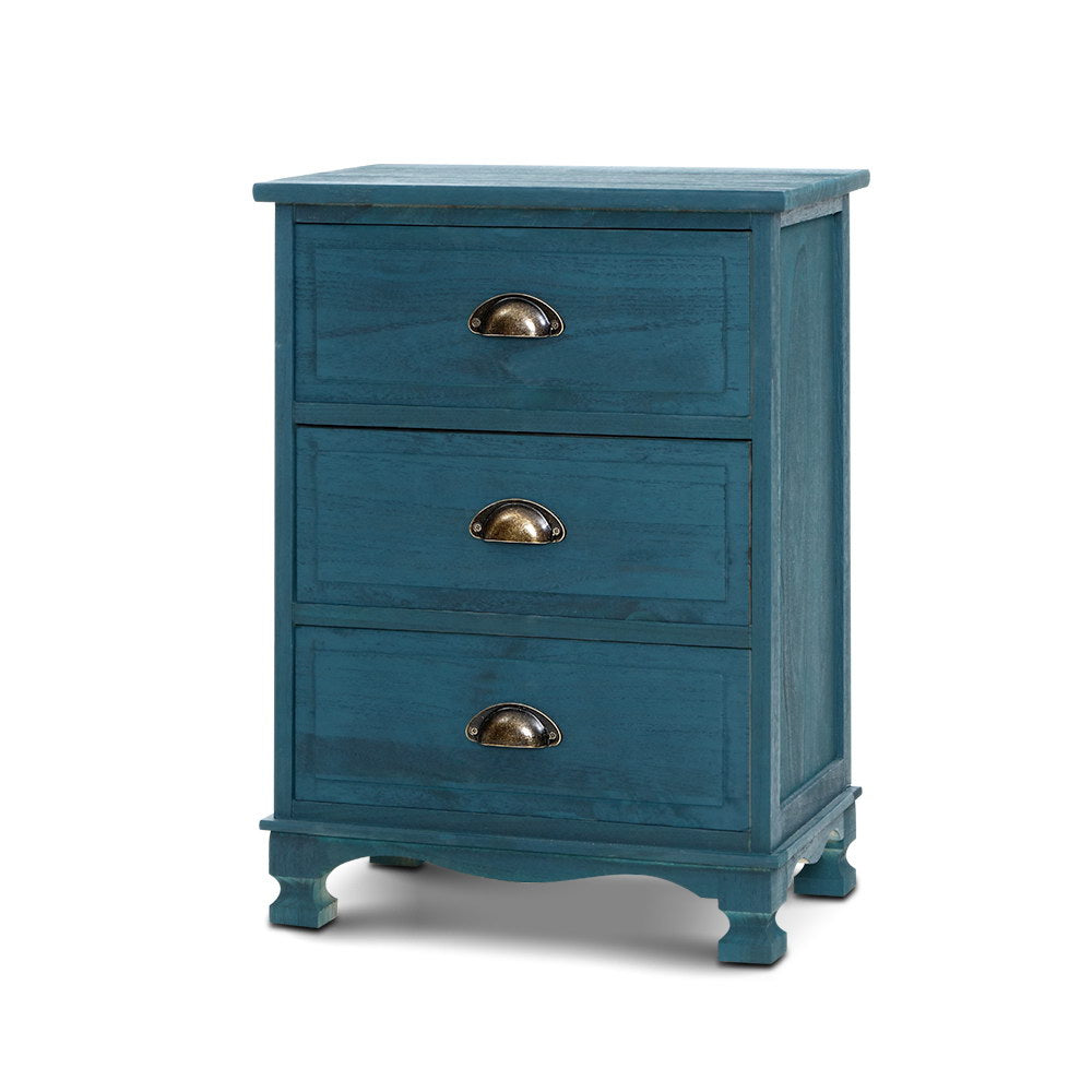 THYME 3 Drawer Bedside Table - Vintage Blue