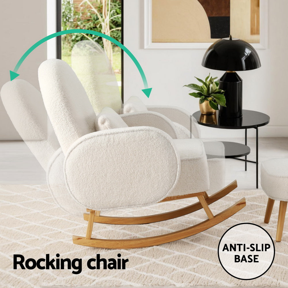 Artiss Boucle Rocking Chair w/- Ottoman