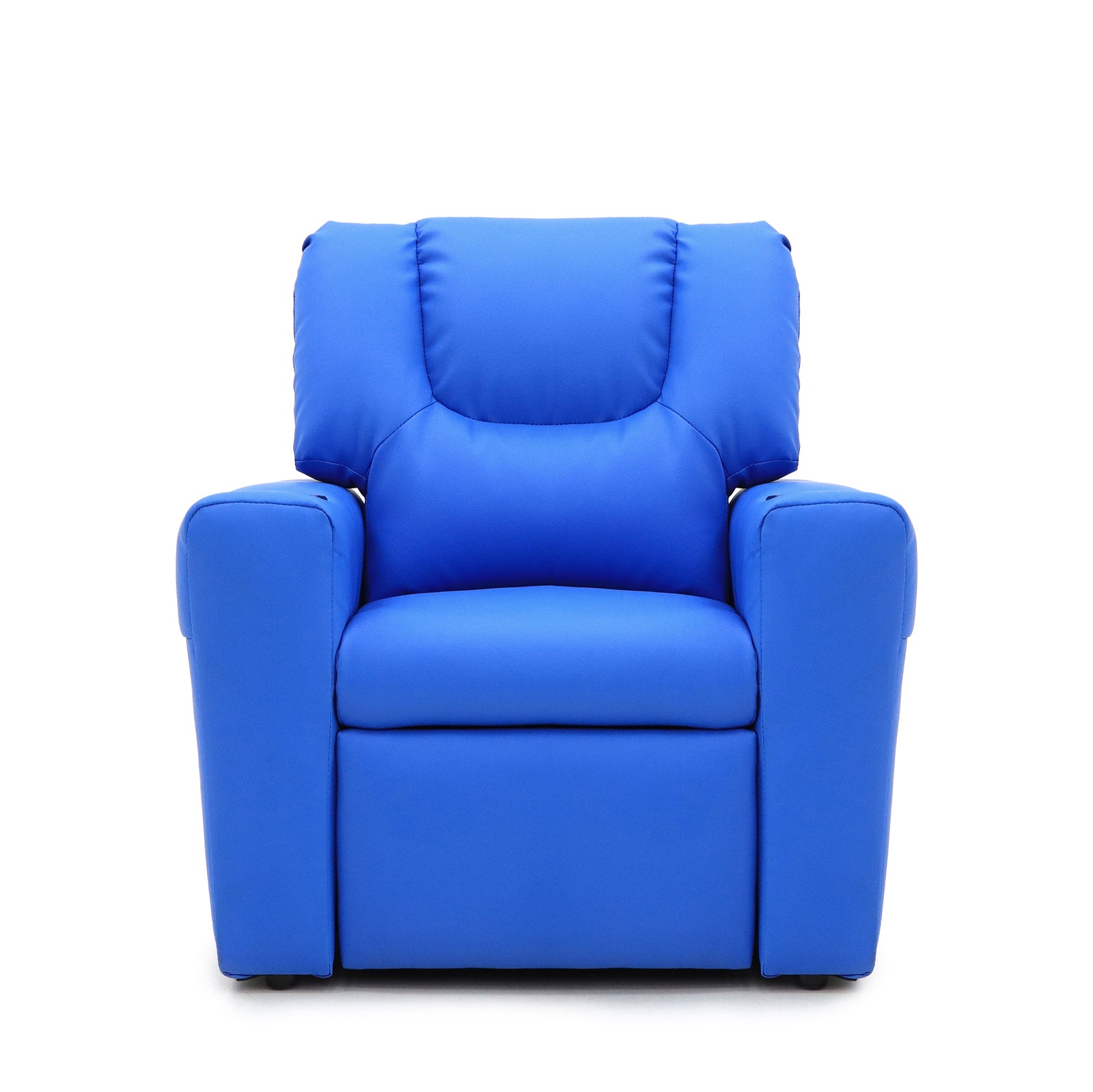 Kids Blue Recliner w/ Footrest & Cup Holder - Blue
