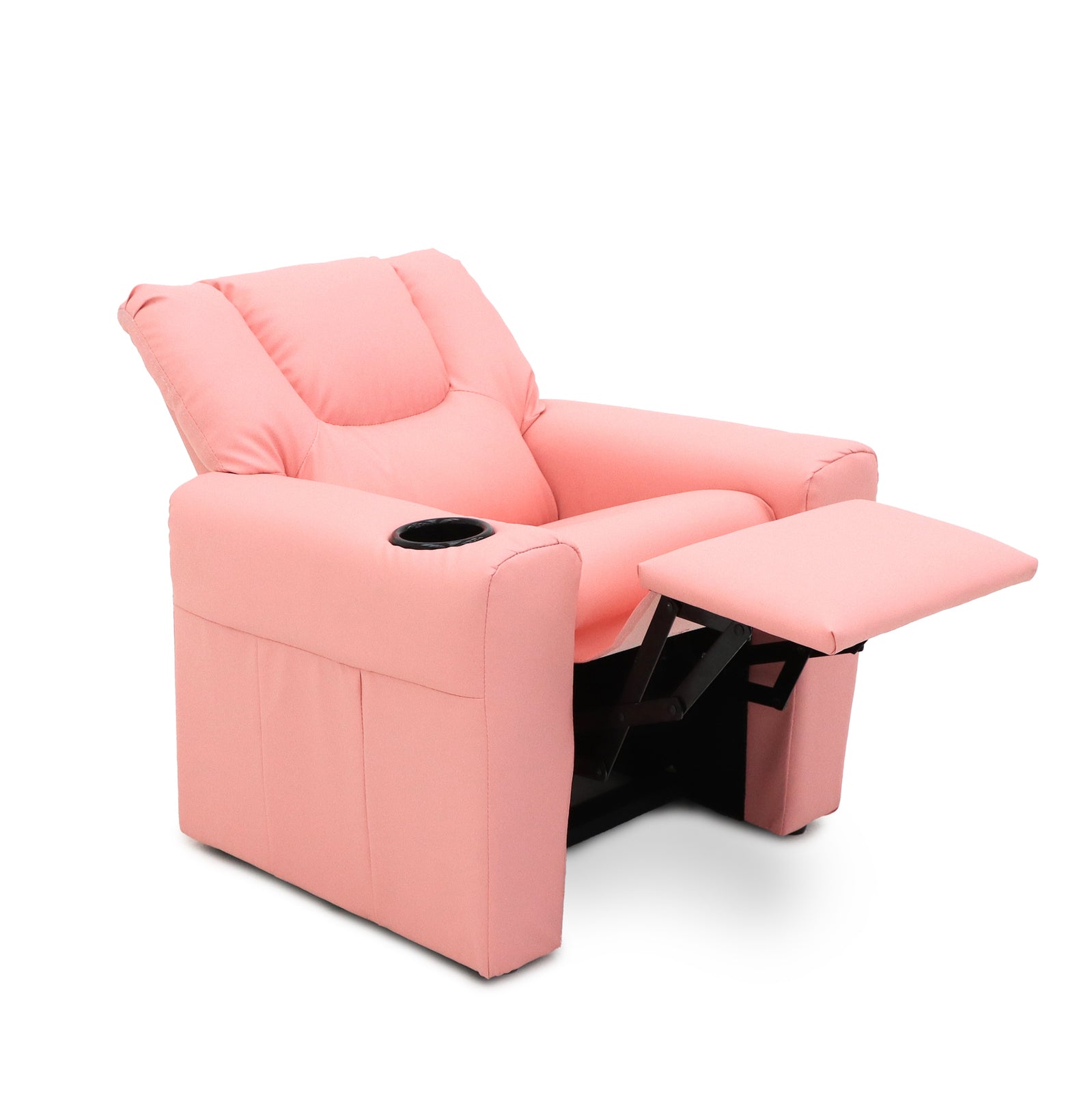 Kids Blue Recliner w/ Footrest & Cup Holder - Pink