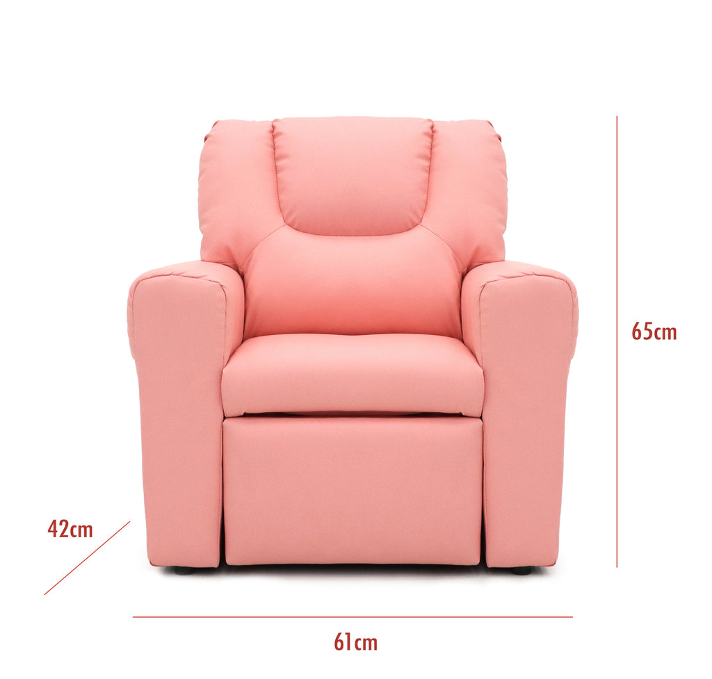 Kids Blue Recliner w/ Footrest & Cup Holder - Pink