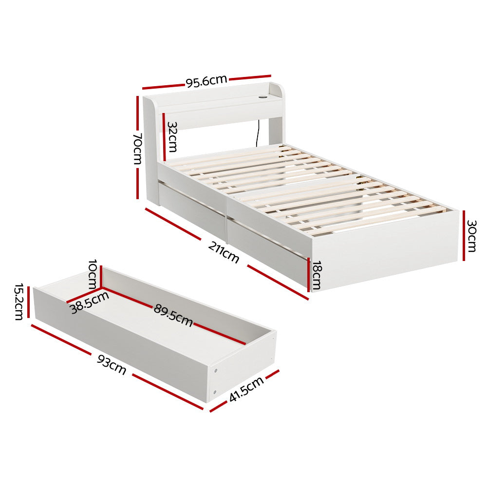 AURA Bed Frame inc. drawers - Single