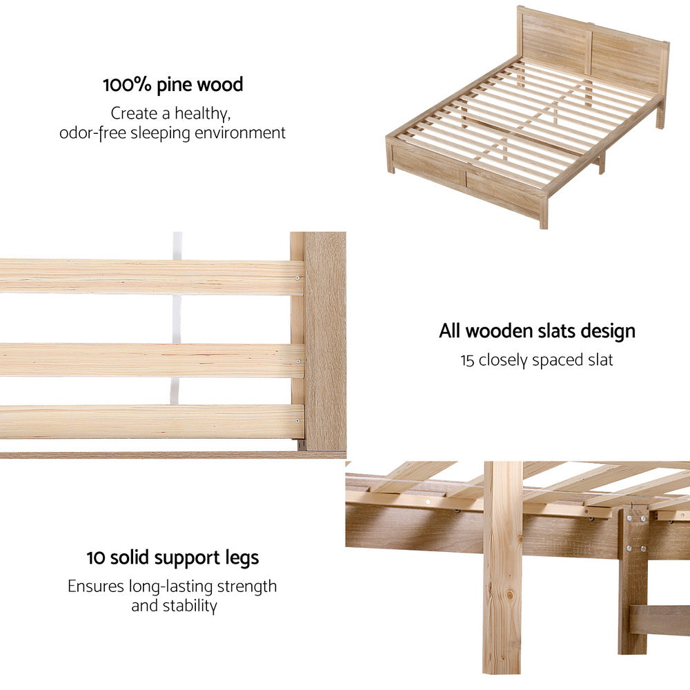 Artiss Acacia Wood Bed Frame - Double